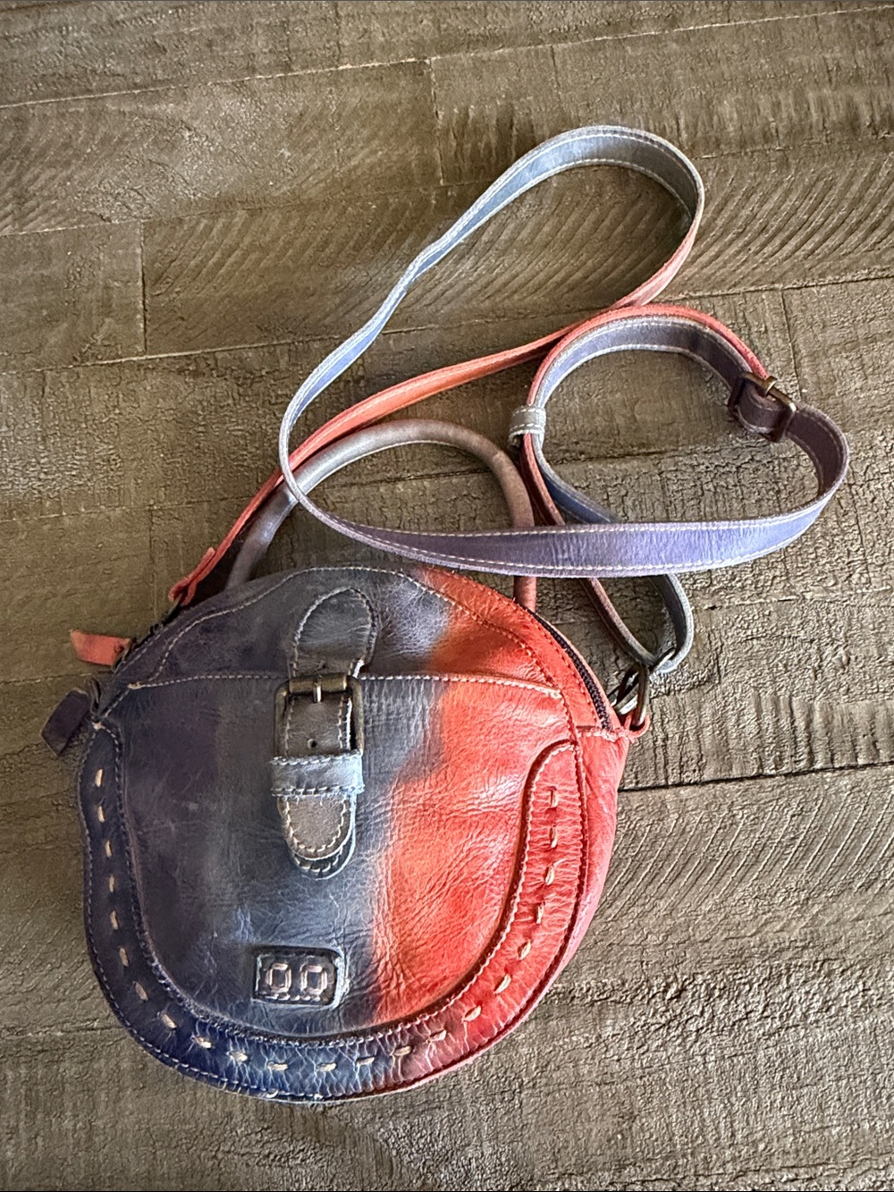 Bed Stu Cotton Candy Tie Dye Leather Arenfield crossbody bag - Picture 10 of 12